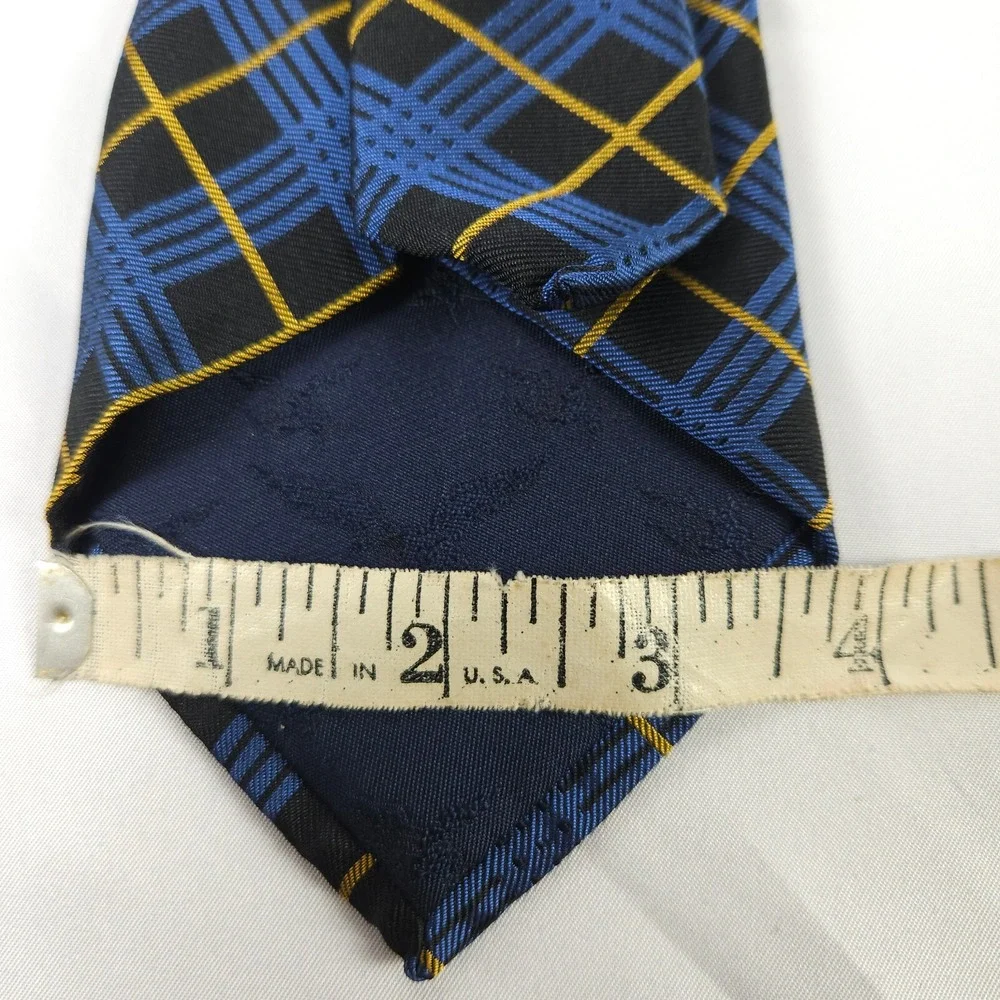 Men's American Living Blue Black Argyle 100% Silk Necktie New Tags